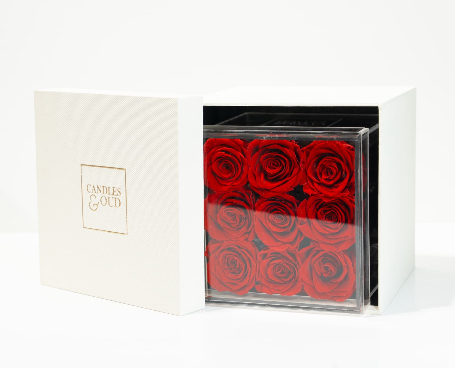 Preserved Red Roses in Clear Display Box Add-on